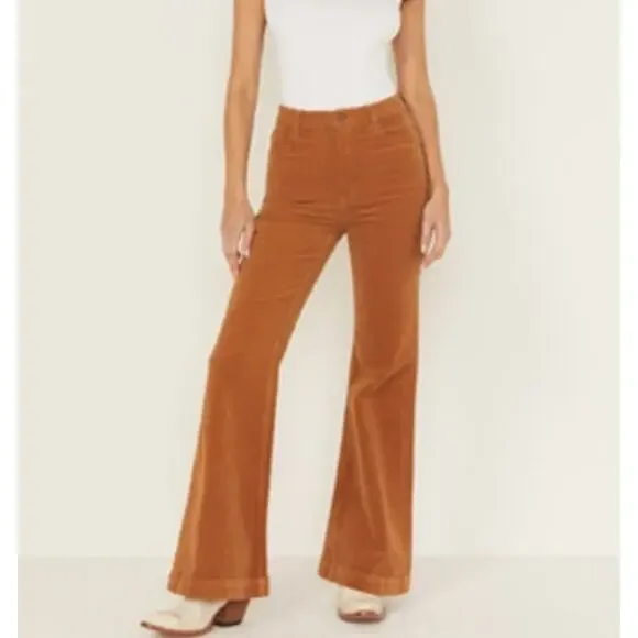 Rolla's NWT Eastcoast Flare High Rise Corduroy Pants Size: 28 Color: Tan - Picture 1 of 12